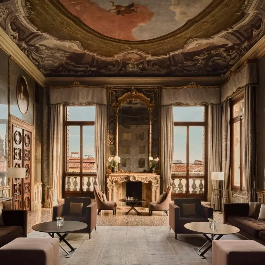 A frescoed private hall